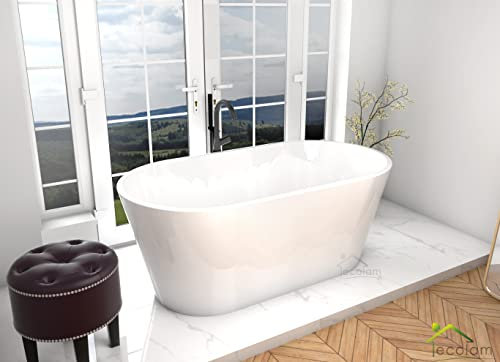 ECOLAM Baignoire îlot acrylique Viena 150x80 cm + siphon Click Clack Baignoire acrylique Glamour blanc
