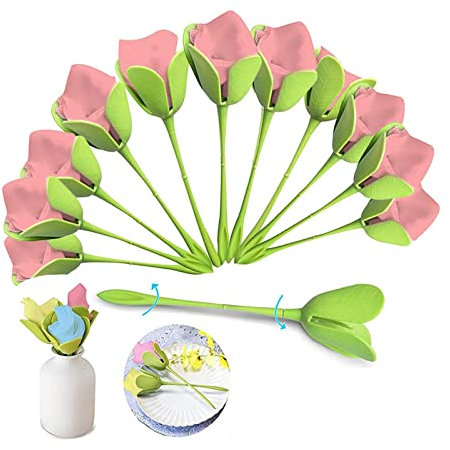 Blühen Blume Papier Handtuch Serviettenhalter, Grüner Kunststoff Blumen Serviettenhalter Serviettenringe(12 PCS)