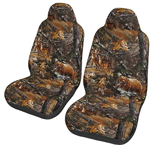 ASEELO Jagd Hirsch Bär Elch Bedruckt Autositzbezug Auto Vordersitzbezug Universal Autositzbezug
