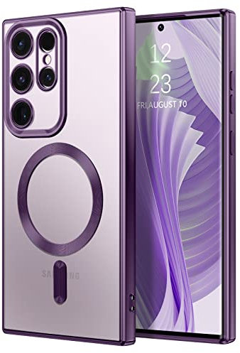 DUEDUE Cover Magnetica per Samsung Galaxy S23 Ultra 6.8[Compatibile con MagSafe], Custodia per Samsung S23 Ultra Case Sottile TPU Silicone Anti-Scivolo, Viola Scuro