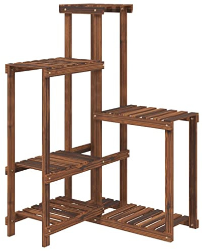vidaXL Blumenständer, Pflanzenregal Holz, Blumenregal für Wohnzimmer Balkon Terrasse, Pflanzenständer Blumentreppe, Massivholz Tanne