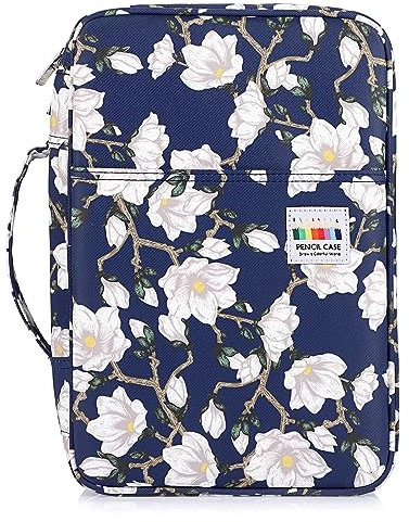 BSTKEY 300 Slots Pencil Case Pencil Wrap for Colored Pencils, Large Capacity Pencil Holder Pen Pouch Bag Stationery Organizer Case, Kapok Pattern (No Pencils)