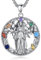INFUSEU Collier Triple Lune Déesse, Argent 925 Pendentif Arbre De Vie 7 Chakras Païen Wiccan Magie Déesse Hécate Bijoux Amulette Protection Rune Bijoux pour Femmes Hommes