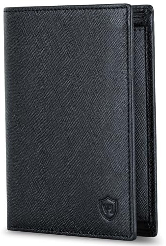 VON HEESEN Leder Geldbörse RFID Schutz I Echtleder Geldbeutel für Damen & Herren I Portemonnaie Brieftasche Wallet Portmonee (Saffiano Schwarz)