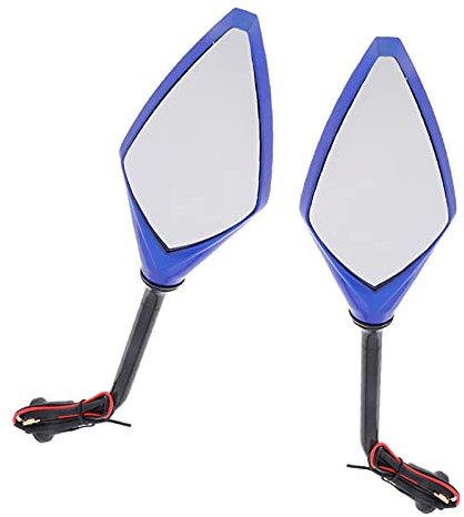 Anständige Motorrad-Seitenspiegel Rückspiegel Mit LED-Blinker Compatible Motorradspiegel (Farbe : BLAU)