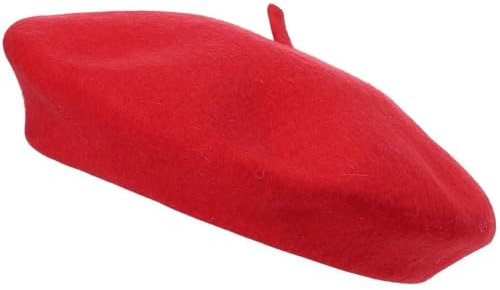 COSHAL® Baskenmütze für Erwachsene aus Wolle für Damen und Herren, französischer Stil, klassisch, einfarbig, Unisex, weich, warm, Outdoor, Vintage-Künstlermütze, rot, Einheitsgröße