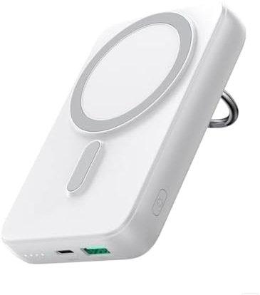 Joyroom W050 20 W magnetische kabellose Powerbank mit Ringhalter, 10.000 mAh, hält Ihre Geräte während Reisen und Reisen aufgeladen, Weiß