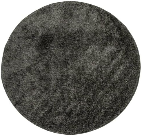 vidaXL Teppich, Wohnzimmerteppich Hochflor Langflor, Moderner Teppich Rund für Wohnzimmer Schlafzimmer, Flauschig Einfarbig rutschfest, Glänzend Anthrazit Ø 100cm