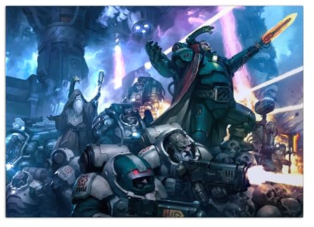 Displate Offiziell Warhammer MetallPoster Magnetische Befestigung Inklusive Lizenziert Bilder Hochwertiges Poster Warhammer 40,000 Art Leagues of Votann Poster 45 cm x 32 cm