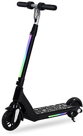 KHHK Elektroroller Kinder ab 6-12 Jahre, einstellbare Höhe und Geschwindigkeit, mit LED-Anzeige und LED-Leuchten, geeignet als EIN Elektro Scooter Geschenk für Kinder und Jugendliche (Schwarz)
