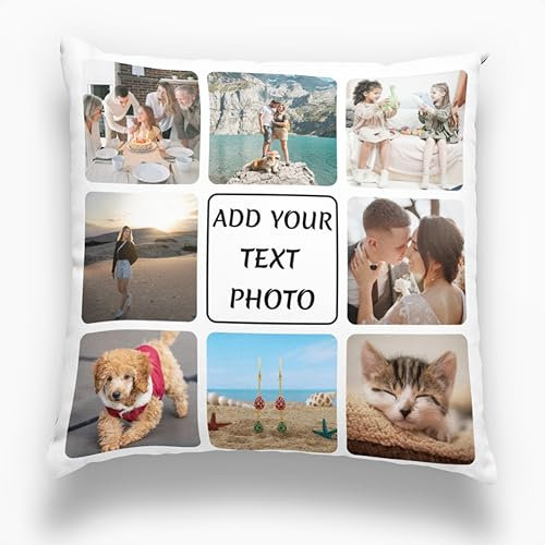 Yacheng Cuscino Personalizzato - Progetta Il Tuo Cuscino Con Stampa Fronte-Retro, Rimovibile E Lavabile - Ottimo Per Regalo Casa/Hotel/Foto (8 Foto, 35 x 35 cm)