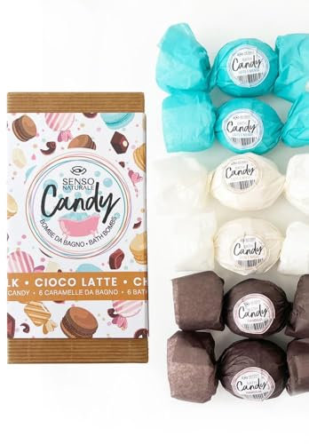 Senso Naturale Badebomben 6er-Set Duftende mit Beruhigende und Reinigende Wirkung Angereichert mit Sheabutter, Kakao, Kokosnussöl, 100% natürlich, vegan, biologisch (Kit Cioco-Latte)