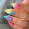 Zernblend Arc-en-ciel Press on Nails, Faux ongles colorés en amande, Medium Press on Nails, Acryl Press on Nails, Bijoux de doigts pour femmes