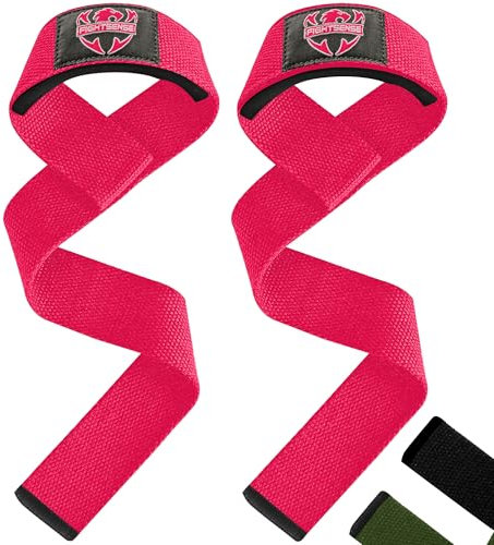 FIGHTSENSE Straps Palestra-Cinghie di sollevamento per il sollevamento pesi,cinghie da polso da palestra per uomini donne,cinghie di sollevamento pesi in neoprene imbottite in cotone (Rosa)