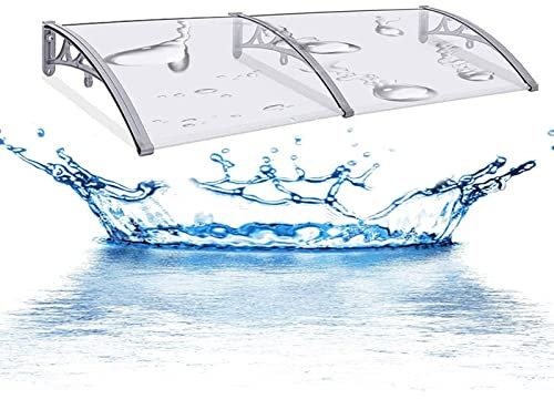Türvordach Fenstermarkise Außen Sonnenschutz Regen Schneeschutz Polycarbonatplatten mit Metallhalterung Anti-Aging UV-Schutz Wetterbeständig Grau+Transparent