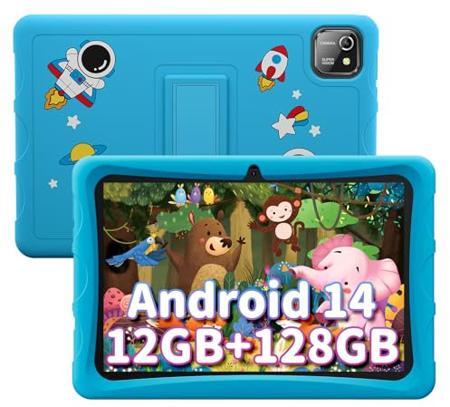 BESTTAB A10 Tablette Enfants 10 Pouces Android 14, 12Go +128Go(TF 2To) Octa Core Tablette éducative, 5100mAh 10W Contrôle Parental Tablette Tactile Éducative avec Kid-Proof, GMS, WiFi 6