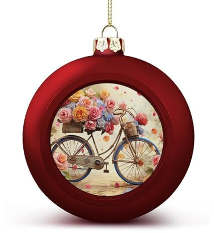 Weihnachtsbaumschmuck, Blumen-Fahrrad-Weihnachtskugel-Dekorationsset, Weihnachtsbaumschmuck für Urlaubsdekoration