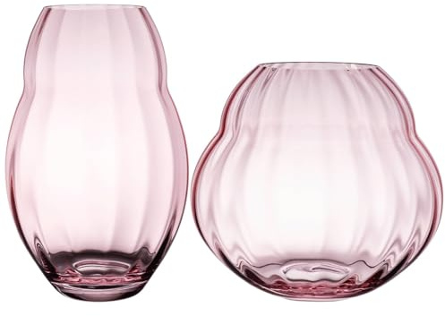 Villeroy & Boch Rose Garden Home Vasen-Set 2-teilig, Längliche Vase (20 cm) und bauchige Vase (17 cm), Dekoration & Wohnaccessoires, Tischvasen aus Kristallglas, Rose