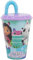 CARTOON Gobelet avec paille pour enfants, gobelet en plastique réutilisable semi-rigide sans BPA capacité 430 ml (Gabby's Dollhouse)