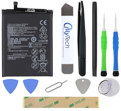 OnlyTech - Reparaturset Premium Ersatz-Akku HB405979ECW für Huawei Y6 2017 / Y6 2019 / Y6 Pro 2017 / Y5 2018 / Y5 2019 / P9 Lite Mini - 3020 mAh - gleiche Qualität