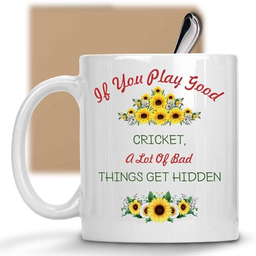 The Best Mug Cricket-Enthusiasten-Geschenk, zum Vatertag, Play Good Cricket & Hide Your Troubles, 325 ml, weiße Keramik-Kaffeetasse