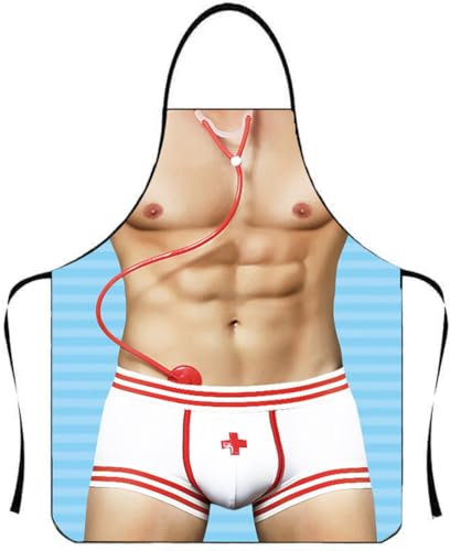 KOQAIIZ Lustige Kochschürze, Muskelmann kochschürze, Kochen Küchenschürze Sexy Schürze, Erwachsenenschürze für Männer, Geschenk