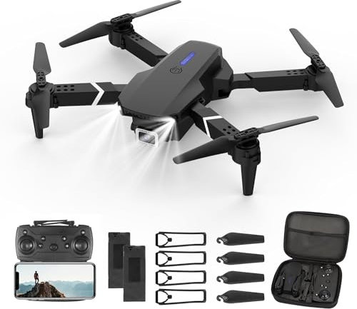 Drohne mit Kamera HD 4K,RC Faltbare FPV WiFi Live Übertragung Drohne für Kinder Anfänger,2 Akku Lange Flugzeit,Headless Modus,Flugbahnflug,Hindernisvermeidung,One Key Start/Landen,Headless Modus-A2