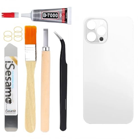 Yuntunele Back Covers Glass Replacement Compatible with iPhone 12 Pro Max 6.7 inches All Carriers with Professional Tool Set (White)