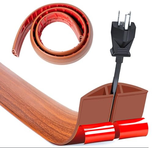 Pont de câble, Petit Chemin de câble Flexible, 1.0m X 5cm veines de Bois, Protection de câble au Sol en PVC, Chemin de câble pour l'extérieur Bureaux Appartements Entrepôts Hôtels