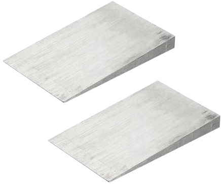 PATIKIL 2Pz Cuneo Metallo, 4.8x3.2x0.5 Pollici Cuneo Acciaio Carbonio Rondelle Smussate Flangia Triangola Forti Durevoli Per Attrezzi Saldatura Tubi Officina Tornio Macchina, Tono Argento