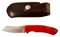 Navaja Cudeman Tundra 346-JR con hoja de acero Böhler N690Co de 8 cm de hoja y empuñadura de juma roja pulida de 10,8 cm para Caza, Pesca, Supervivencia + Portabotellas Regalo (Juma Roja con funda)