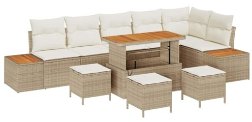 vidaXL Gartensofa-Set 10 STK. Beige Poly-Rattan