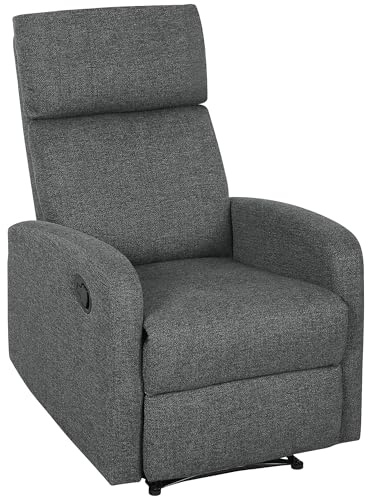 HOMCOM Relaxsessel Fernsehsessel Liegesessel mit Liegefunktion Sessel mit individuell Verstellbarer Rückenlehne, TV Sessel mit Chenille-Optik für Schlafzimmer Wohnzimmer, Grau