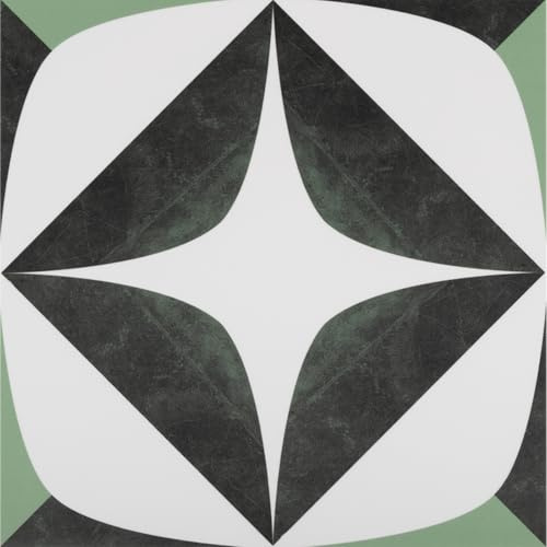 NUFLR Peel and Stick Floor Tiles Self Adhesive, Vinyl Flooring, Waterproof Effect for Kitchen Bathroom and Living Room, Green 30x30cm (11.8x11.8in) 20pcs