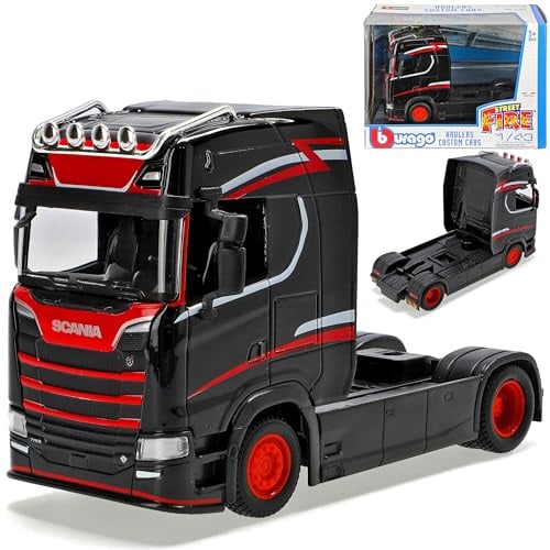 alles-meine.de GmbH Scania S730 Schwarz Zugmaschine 1/43 Burago Modell Auto mit individiuellem Wunschkennzeichen