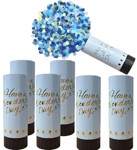 6 cannoni blu per coriandoli, biodegradabili, 11 cm, per anniversari, Capodanno, celebrazioni