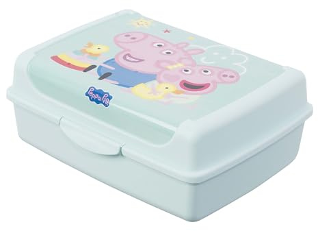 keeeper olek Deko-Clickbox Midi, 1 l, Peppa Pig, Aquamarine | Praktischer und sicherer Clickverschluss, Kindgerechtes Design, Lebensmittelecht, Spülmaschinengeeignet