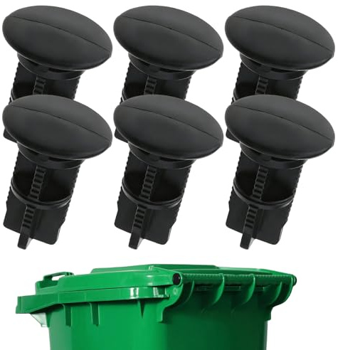 6 Pcs Wheelie Bin Lid Hinge Pins, Secure Bin Lid Replacement Clips Closure, Hinge Pins for Household and Commercial Wheelie Bins
