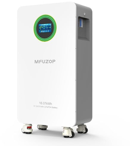 MFUZOP 48V 314Ah LiFePO4 Lithium Battery, 16.07 kWh Maximum Capacity, 51.2V Lithium Battery Built-in 200A BMS, 8000+Deep Cycles, Support in Parallel, for For Home Energy Storage and Off-Grid Systems