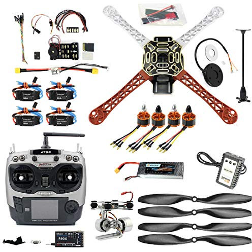 Qwinout DIY Drone Quadcopter 4-axle Aircraft Kit :F450 450 Frame + PXI PX4 Flight Control + 920KV Motor +GPS + AT9 Transmitter + Gimbal Camera Mount