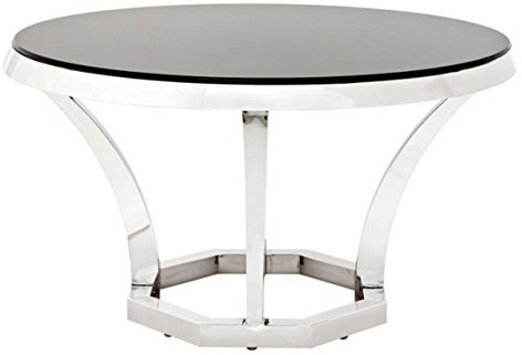 Casa Padrino Luxus Edelstahl Esstisch mit schwarzem Glas 130 x H. 75 cm - Designer Tisch
