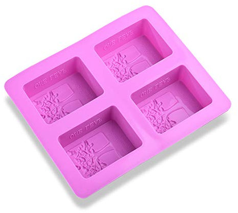MUXItrade Molde de silicona para jabones, patrón rectangular con árbol de la vida(4 cavidades)