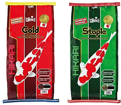Hikari 10 kg Original Koifutter Sondergebinde 5kg Staple und 5kg Gold Medium Pellet 5,5mm