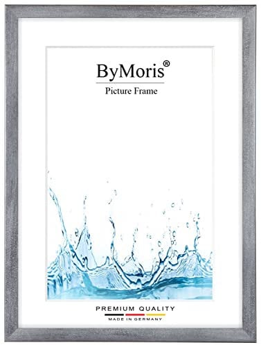 ByMoris Cadre photo sur mesure 75 x 98 cm en Grey essuyé avec verre acrylique antireflet, poster affiche puzzle portrait cadre bois