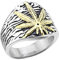 Mianova Herren Band Ring Edelstahl Bandring Herrenring Partnerring Biker Rocker Fingerring Hanfblatt gold vergoldet Größe 73 (23.2)