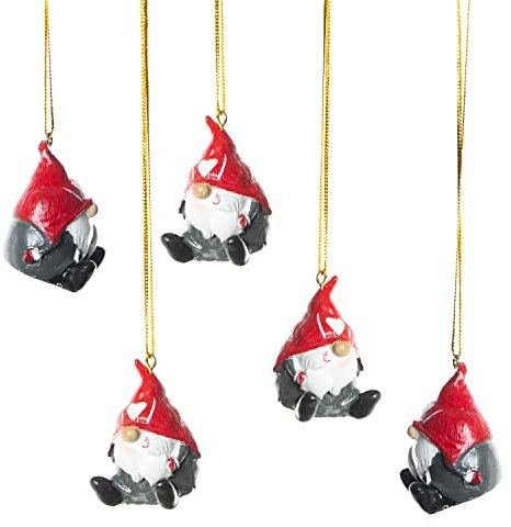 Logbuch-Verlag 5 Weihnachtsanhänger Wichtel Santa Weihnachten 4,5 cm Anhänger rot Nikolaus Baumschmuck