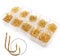 BiaoGan 500PCS Small Fishing Hooks, Assorted 10 Sizes(3#-12#) Fish Hooks Portable Plastic Box, Strong Sharp Fishhook with Barbs for Freshwater/Seawater (Gold)