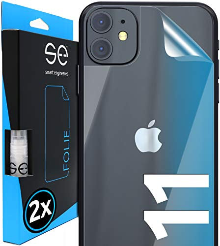 2x se® 3D SCHUTZFOLIE Rückseite Transparent für Apple iPhone 11 ,Selbstheilend, Backcover, einfache blasenfreie Installation, Ultra-Klar,Schutz vor Schmutz, Stoß-Kratzfest, aus Deutschland