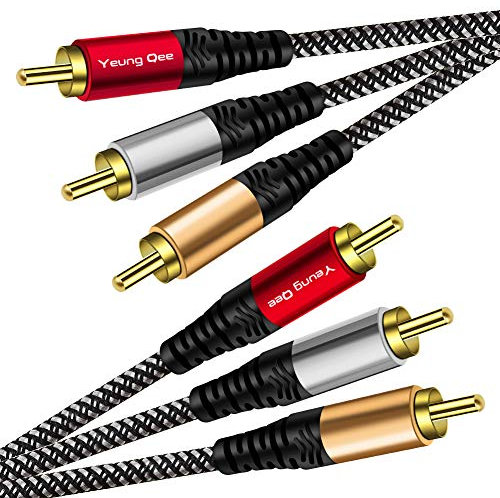 Yeung Qee Audio Video RCA Cable 6m, 3RCA Male to 3RCA Male Composite AV Cable Compatible with Set-Top Box,Speaker,Amplifier,DVD Player and More (6M)