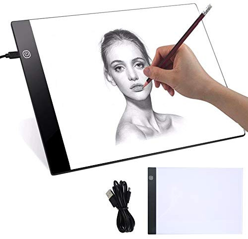 Light Box Drawing A4 LED Light Pad, Ultra-Thin Adjustable Brightness Light Box, Rechargeable Light Up Tracing Pad, Light Pad for Diamond Painting Sketching Stencilling Designing X-ray Viewing